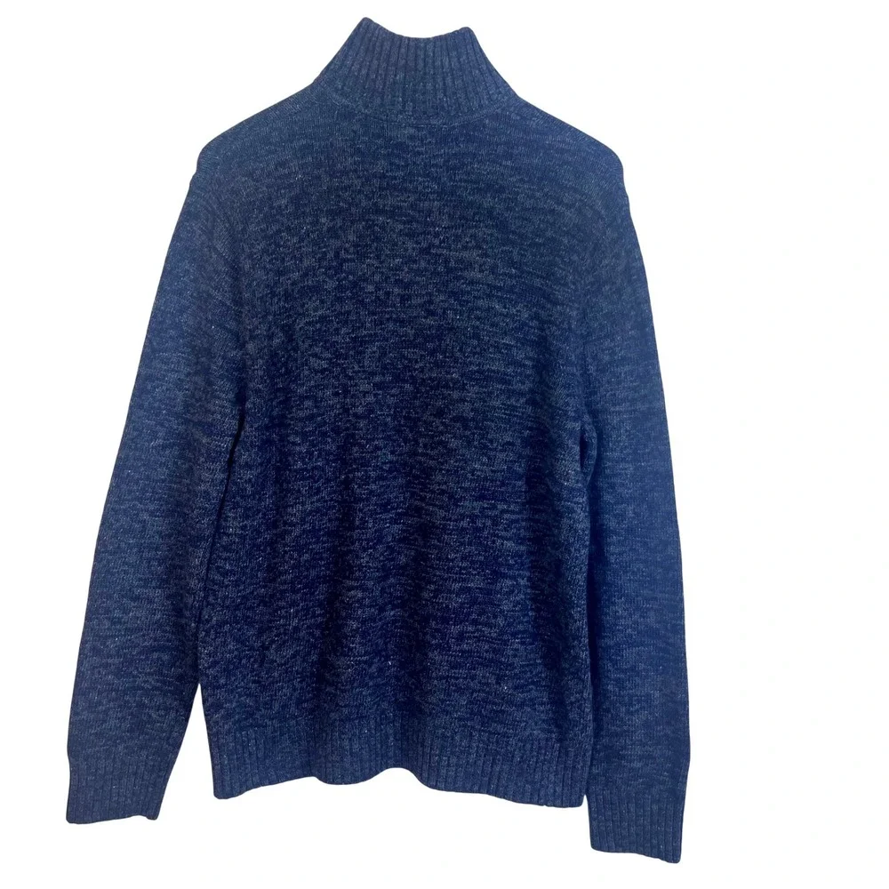 NWT: Banana Republic Men Size L 1/4 Zip Sweater Blue Green‎ Wool Cotton (N611)